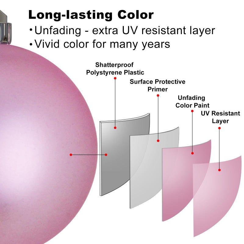 GameXcel Bubblegun Pink 4.0" Large Christmas Balls - Christmas Tree Decoration Ornaments Shatterproof Hanging Balls for Birthday Halloween Holiday Wedding Decorations Set of 4pcs - Image 4